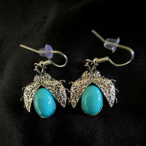 Turquoise and Silver Leaf Earrings
